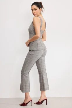 plaid pull on kick flare pants