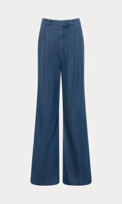 pleated high waisted wide leg trouser