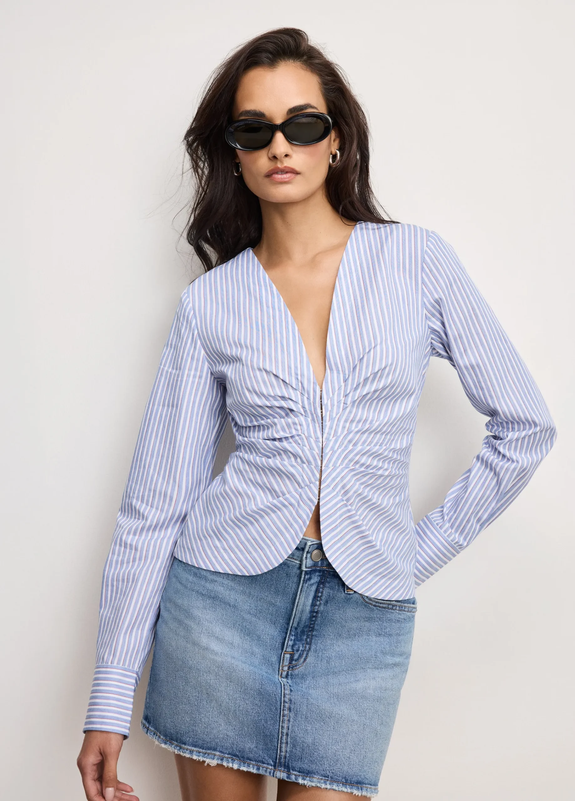 poplin ruched shirt