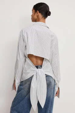 poplin tie back shirt