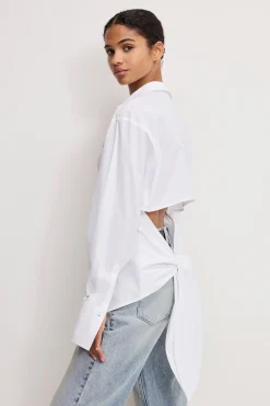 poplin tie back shirt