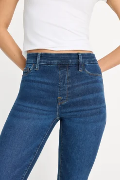 power stretch pull-on flare jeans