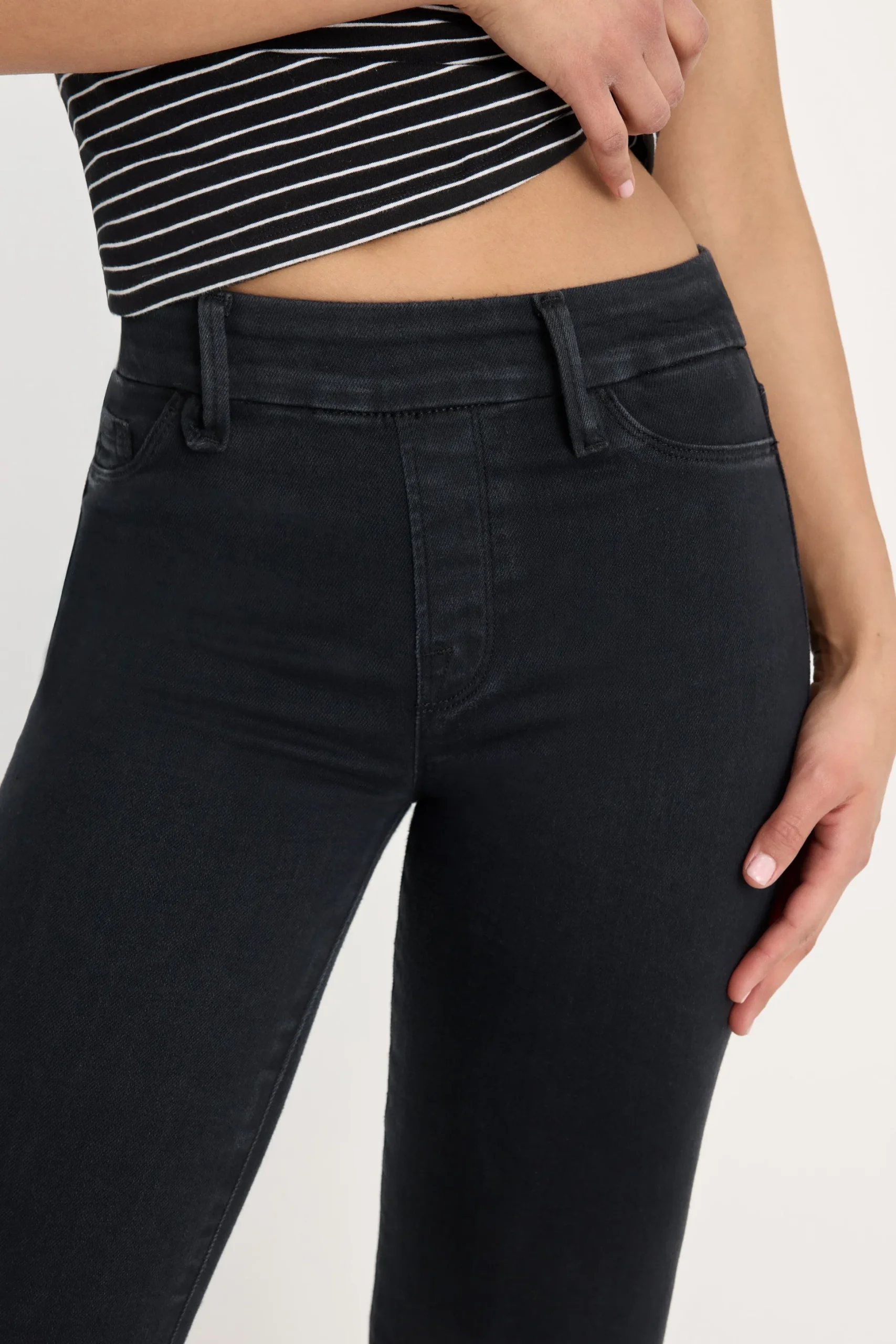 power stretch pull-on flare jeans