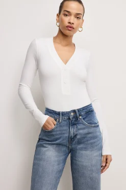ribbed henley bodysuit