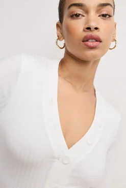 ribbed henley bodysuit