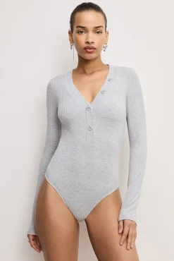 ribbed henley bodysuit