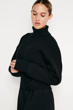 rib mock neck sweater