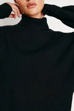 rib mock neck sweater