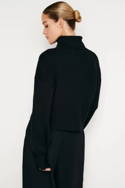 rib mock neck sweater