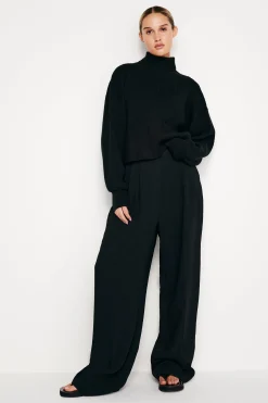 rib mock neck sweater