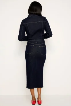 rinsed denim midi skirt