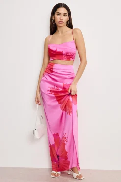 satin draped crop top