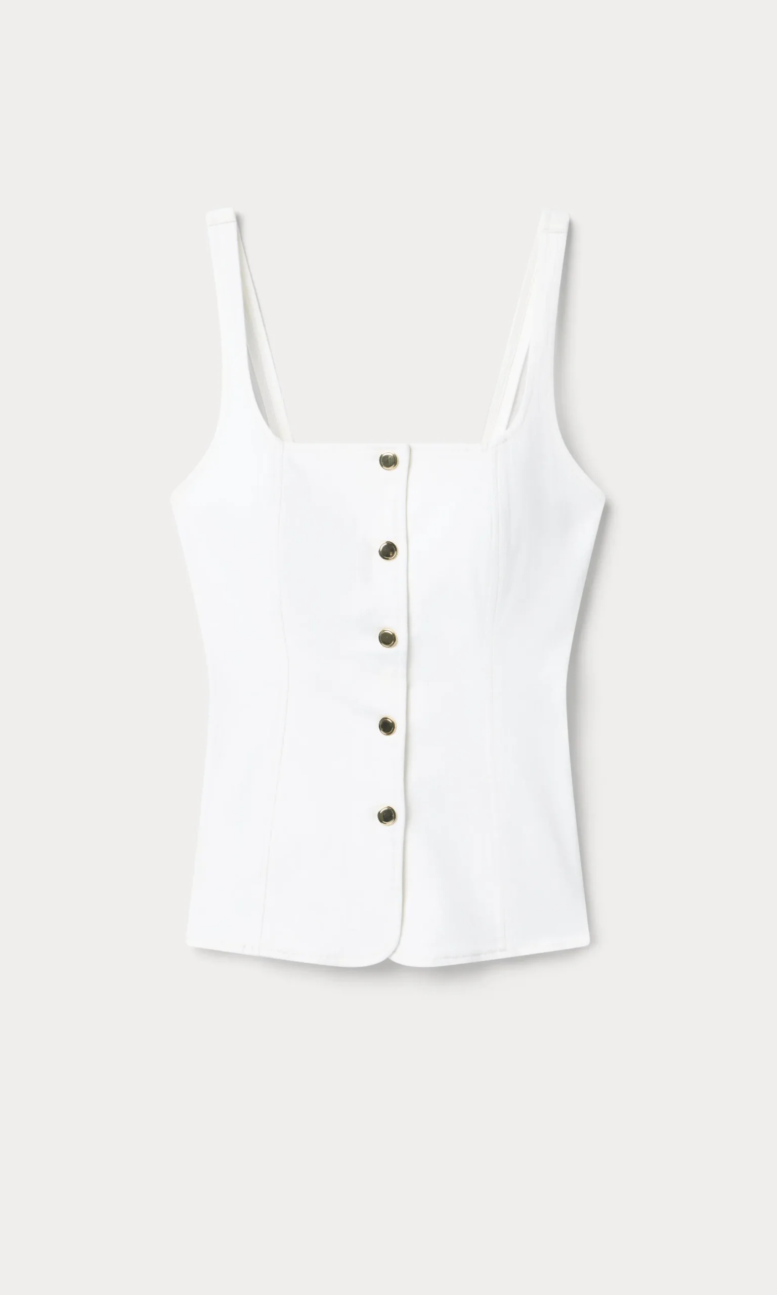 sleeveless denim button front top