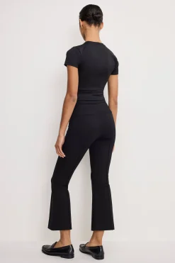 soft stretch ponte kick flare pants