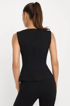 soft stretch ponte straight neck top