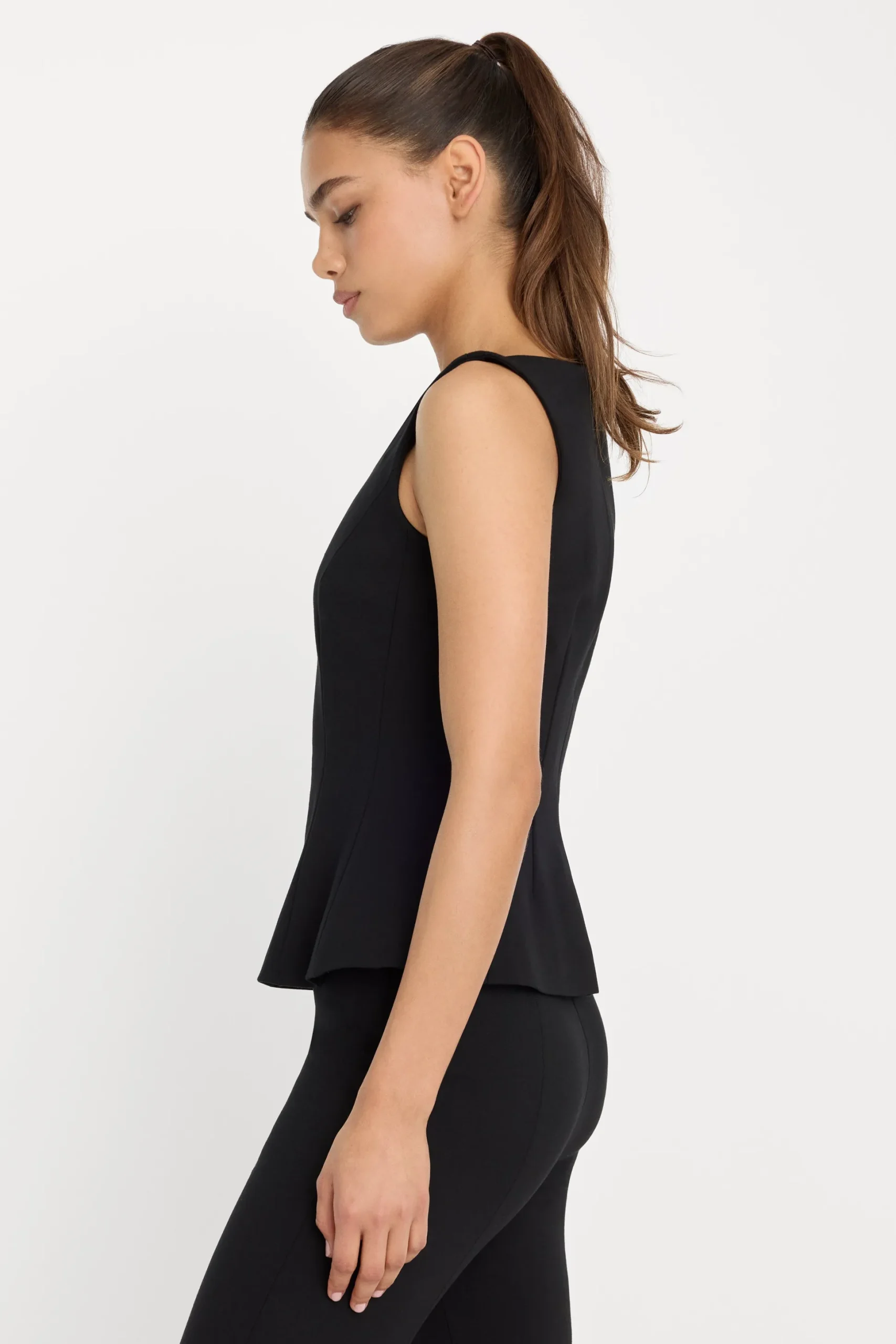 soft stretch ponte straight neck top
