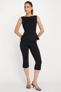 soft stretch ponte straight neck top