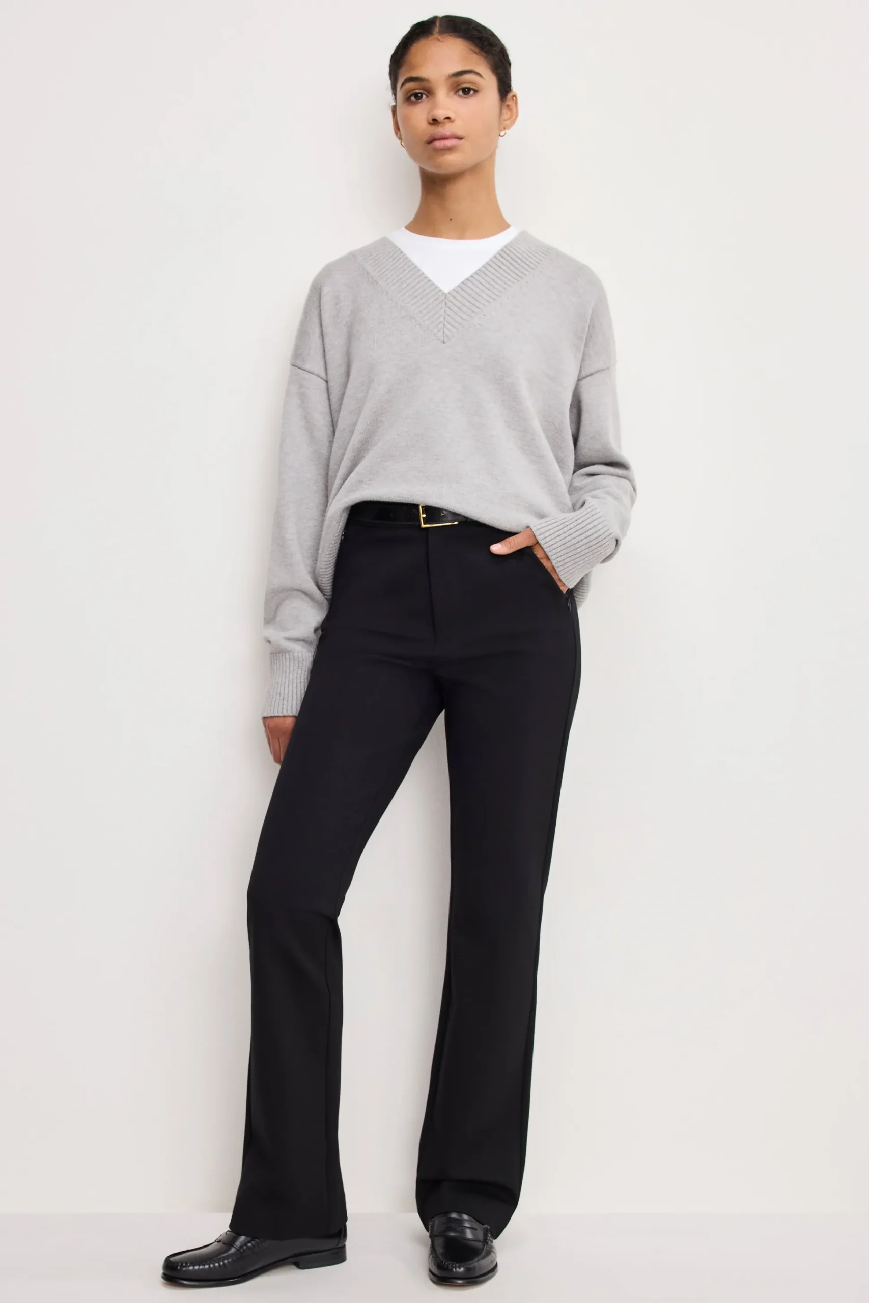 soft stretch ponte straight trousers