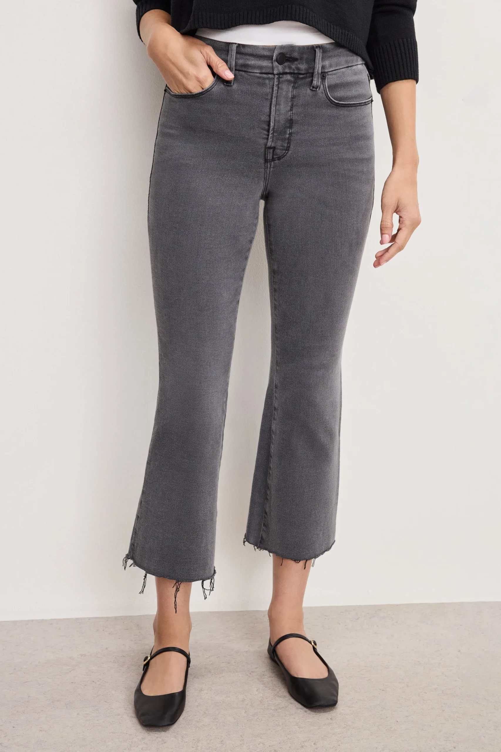 soft tech good legs cropped mini boot jeans