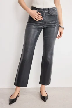 soft tech good legs straight coated jeans