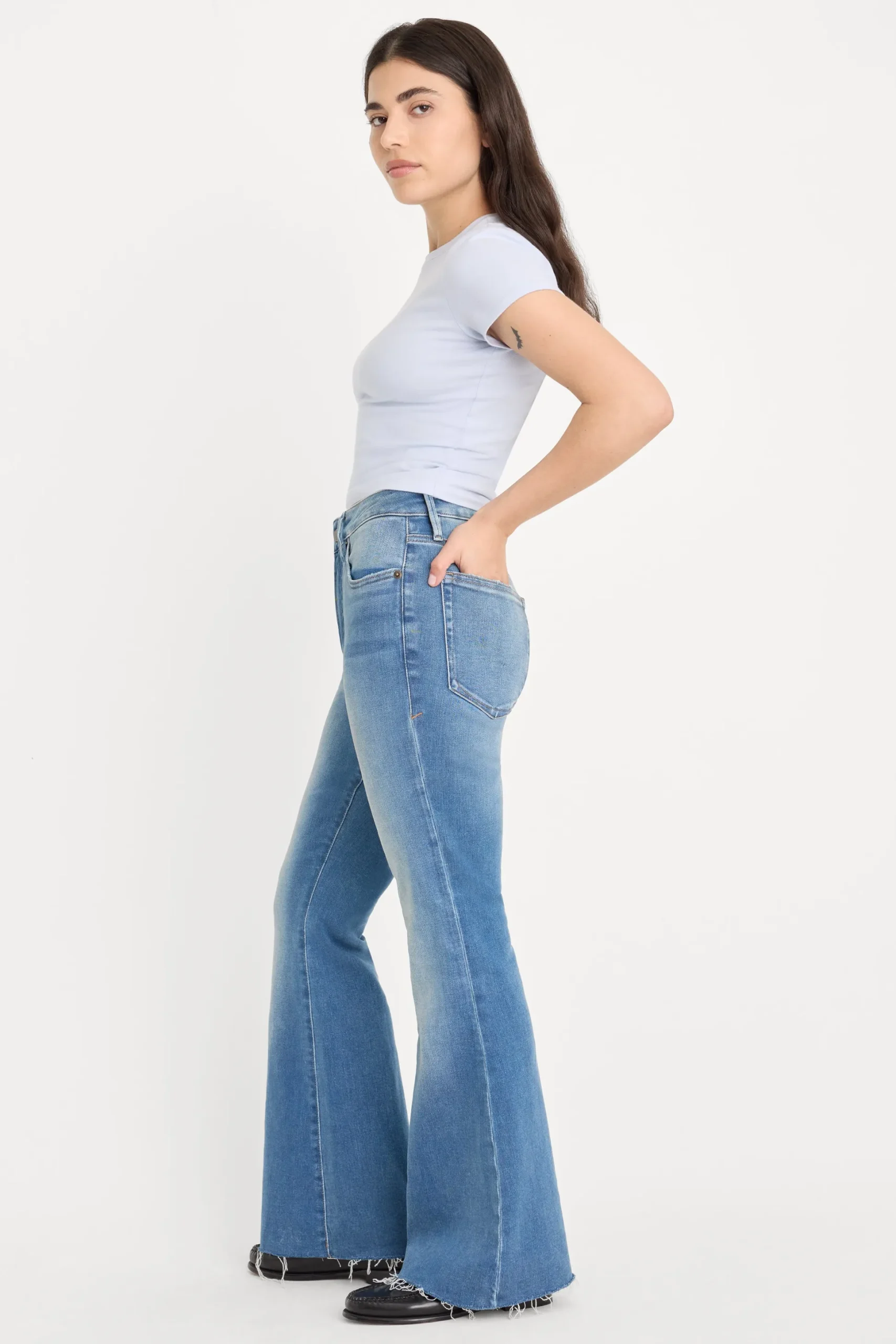 soft tech good petite flare jeans