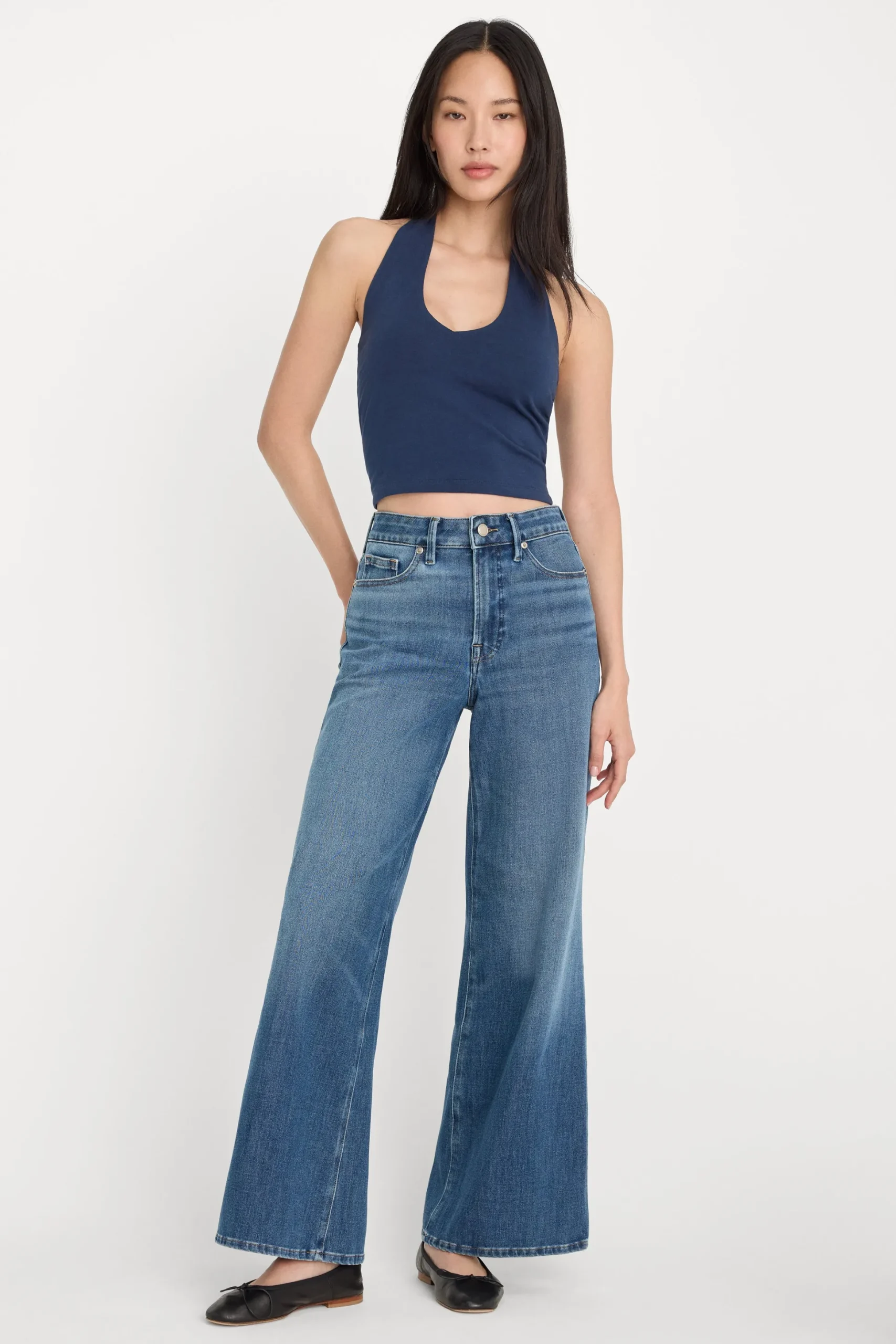 soft tech good waist palazzo ankle jeans
