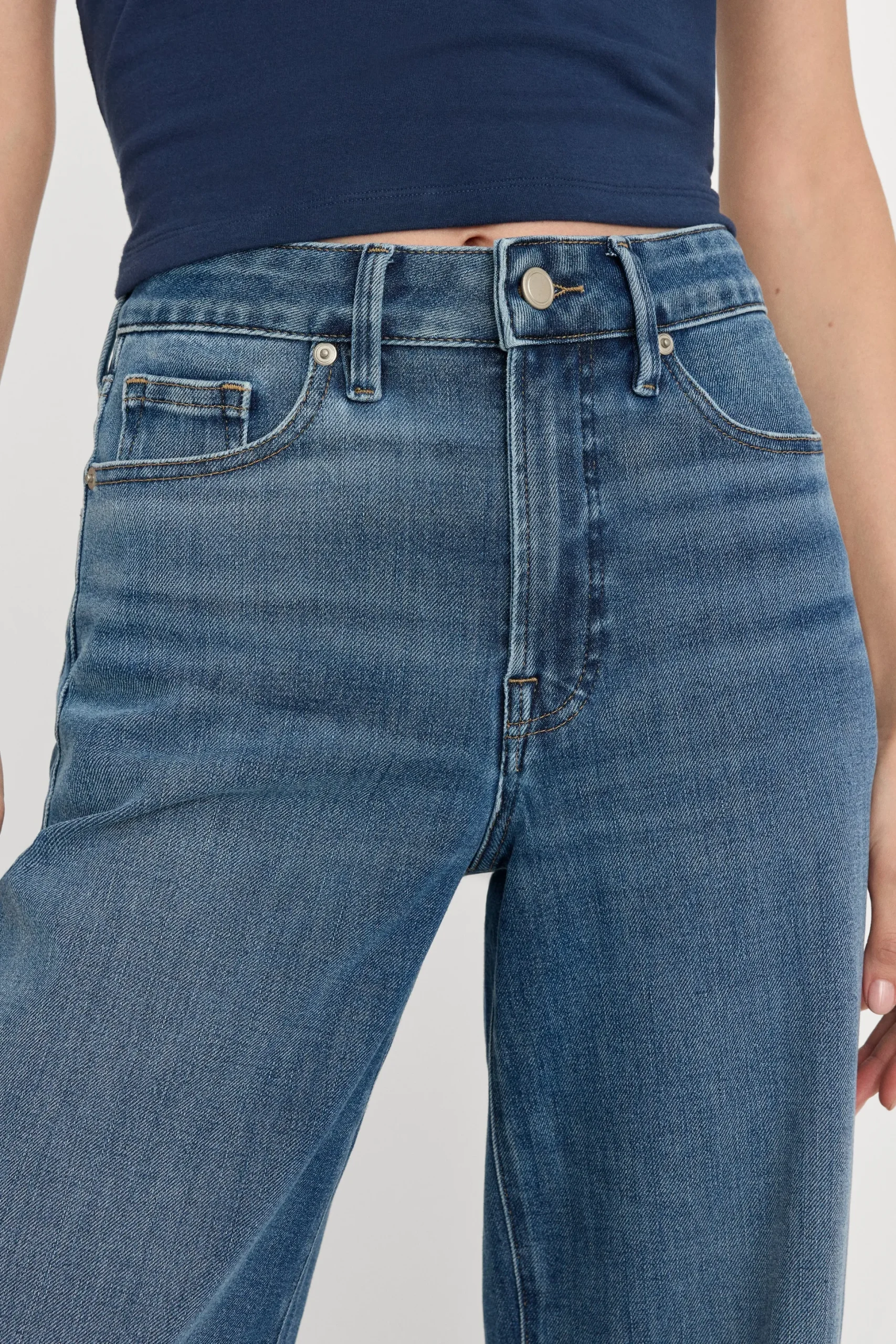 soft tech good waist palazzo ankle jeans