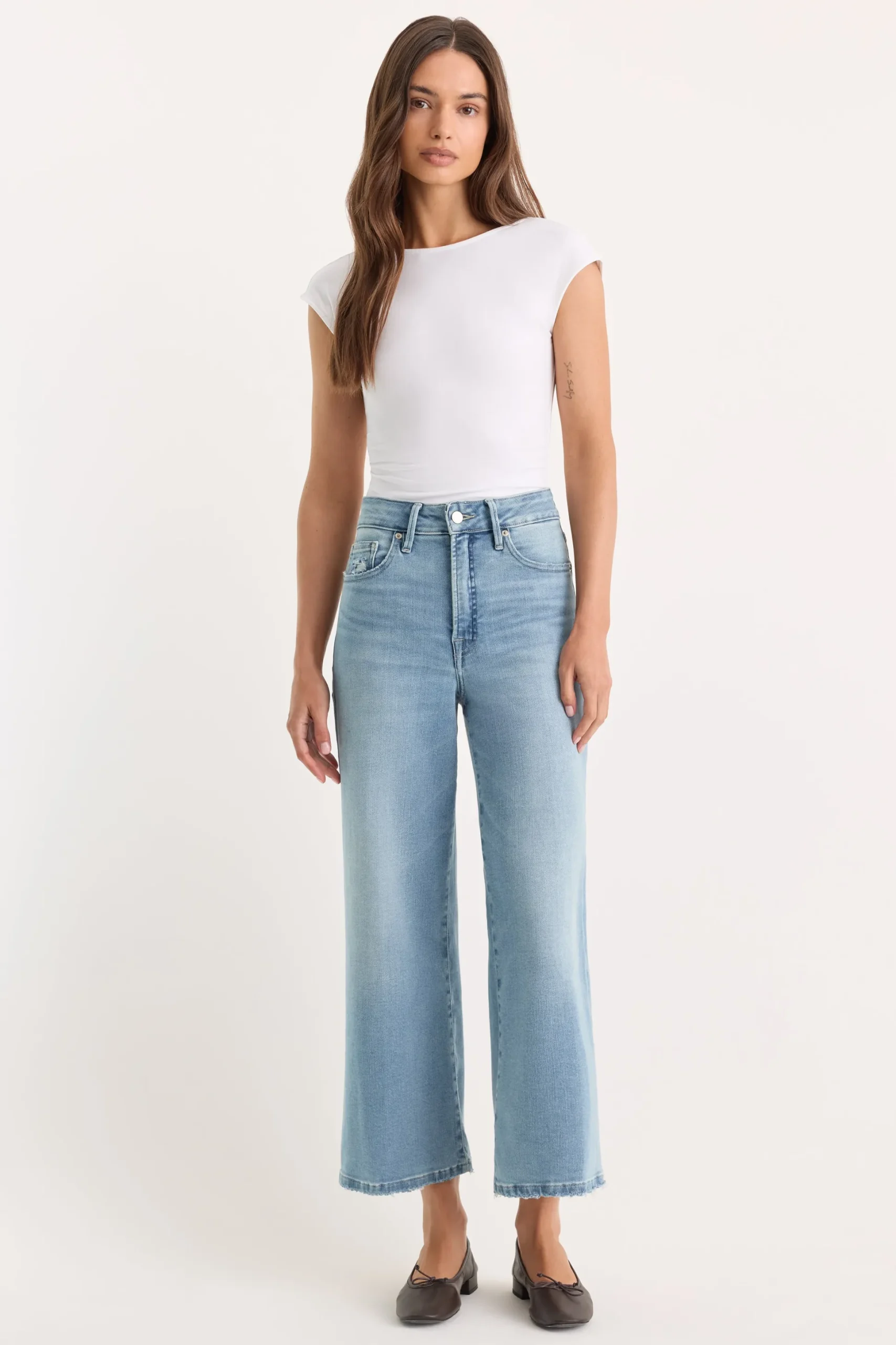 soft tech good waist palazzo cropped jeans