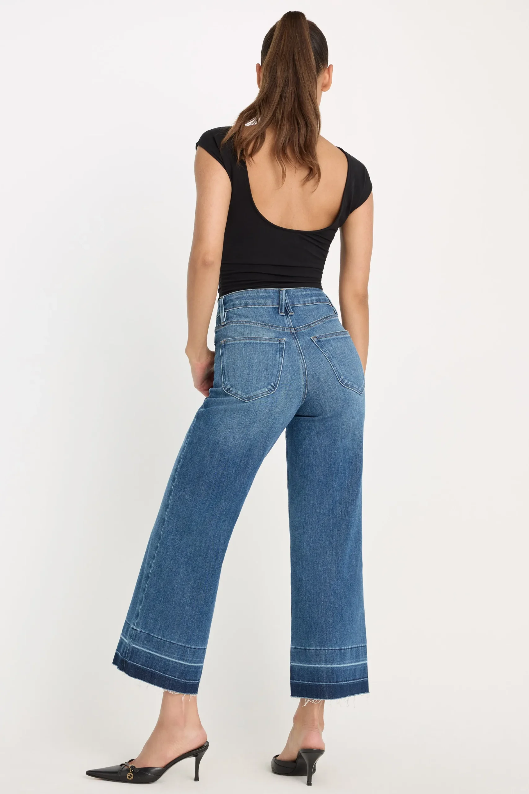 soft tech good waist palazzo cropped jeans