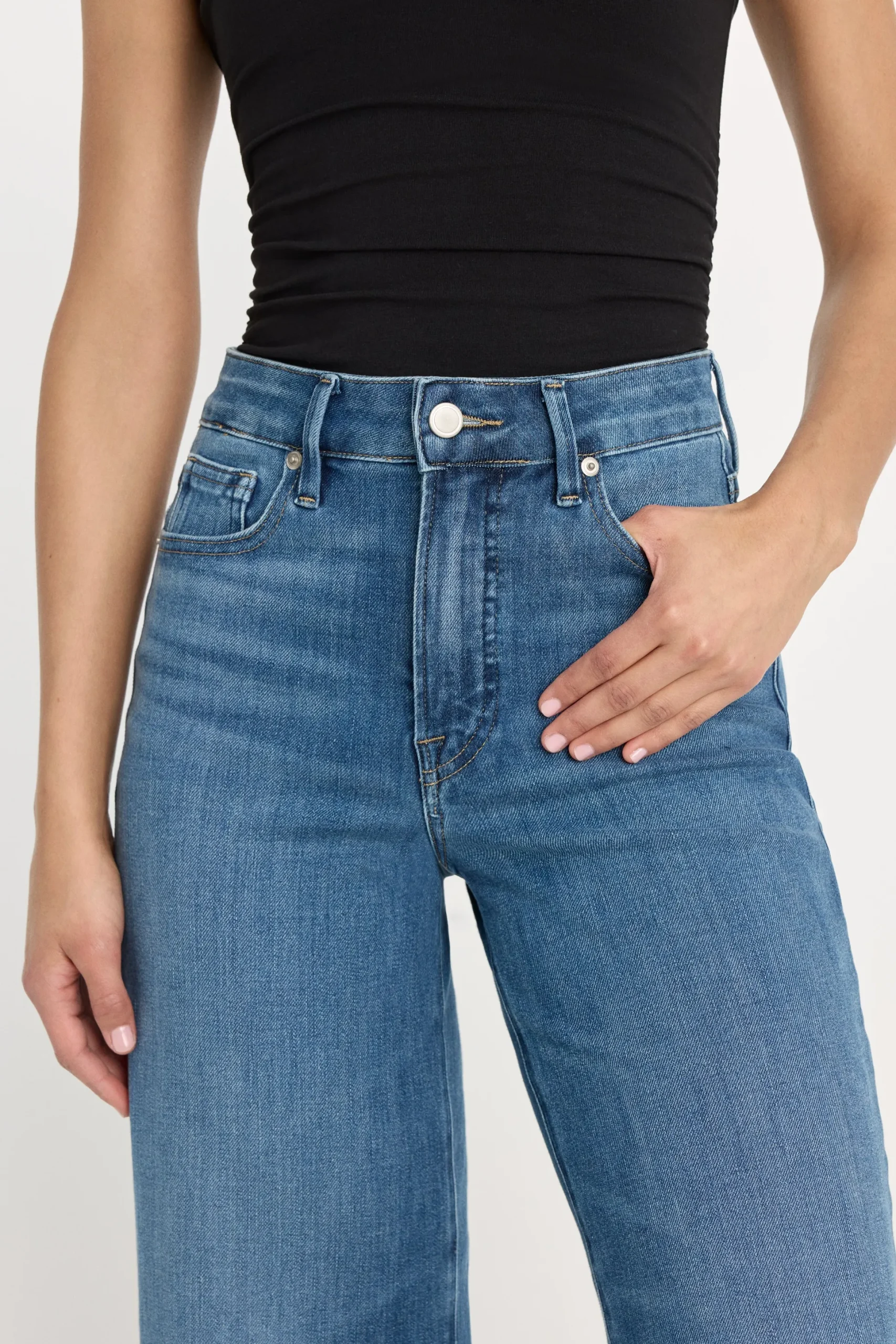 soft tech good waist palazzo cropped jeans