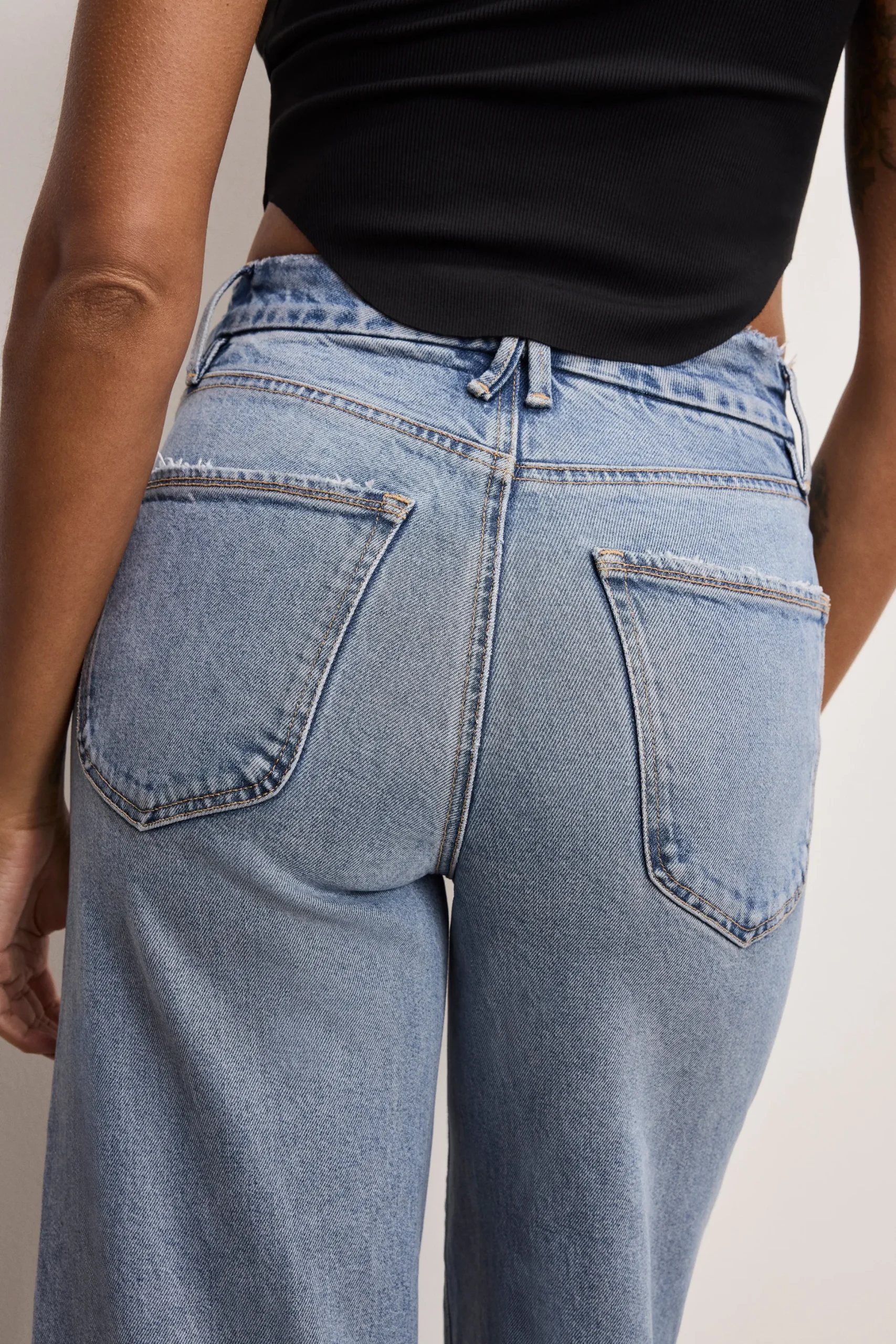soft tech good waist palazzo cropped jeans