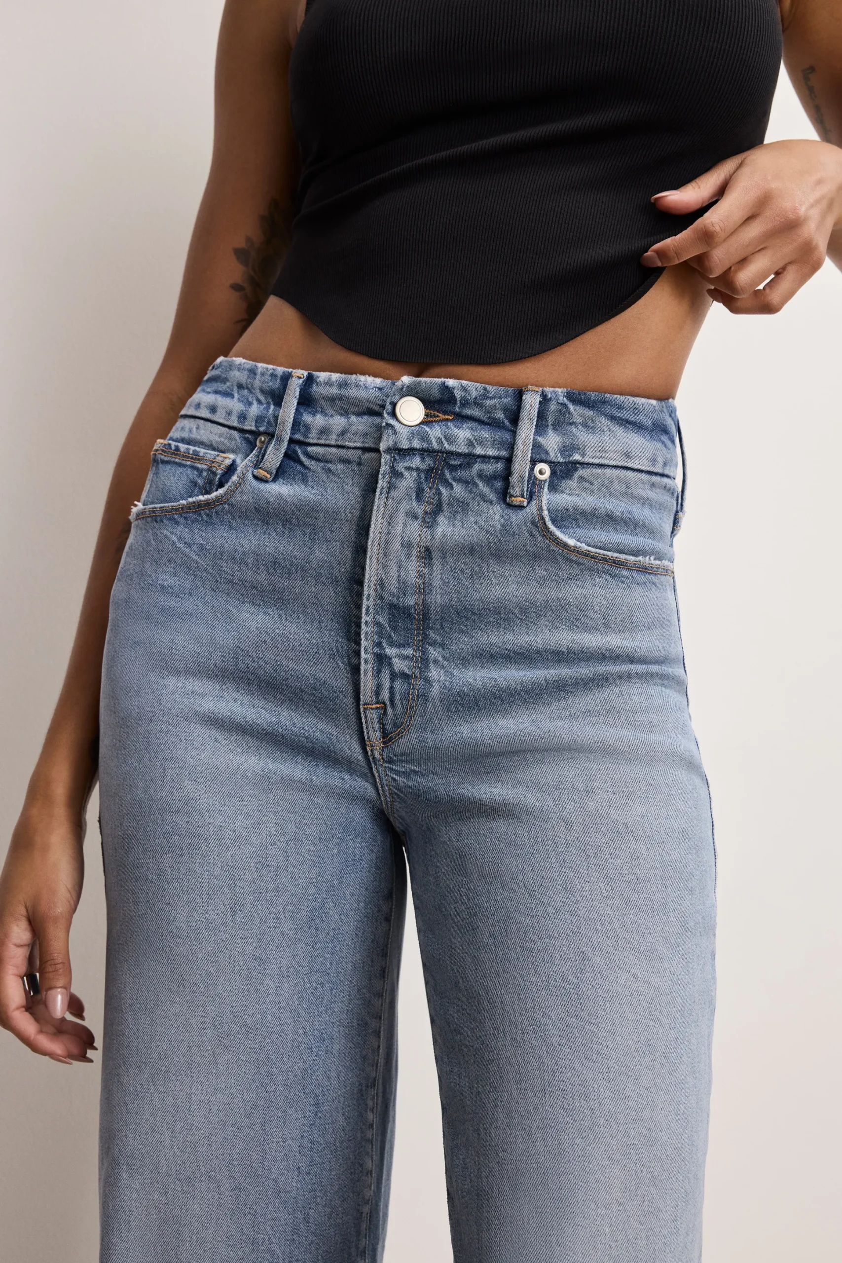 soft tech good waist palazzo cropped jeans
