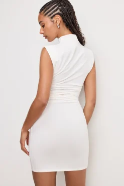 super stretch jersey mock neck mini dress