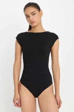 super stretch open back body suit