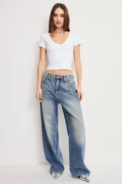 super stretch v neck baby tee