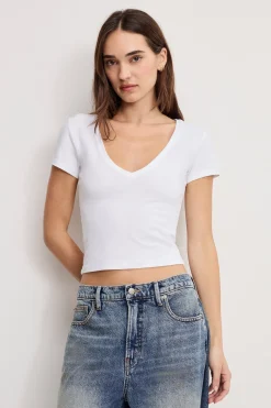 super stretch v neck baby tee