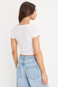 the pointelle square neck top