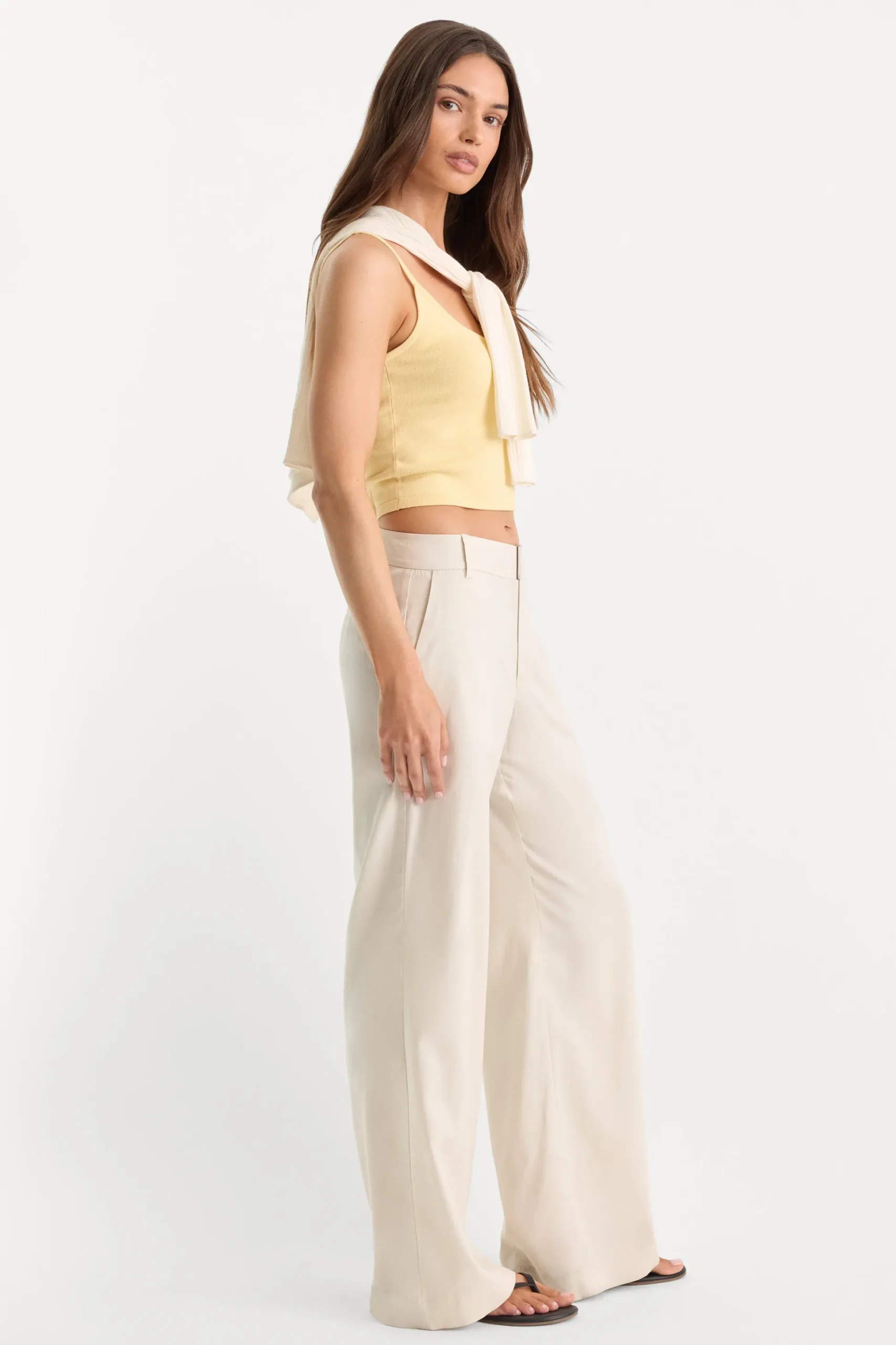 the wide leg linen trouser