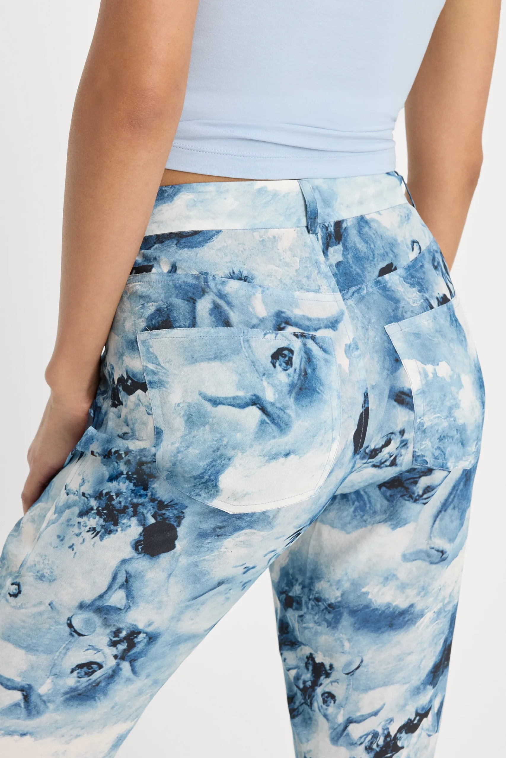 v waist chiffon flare pants